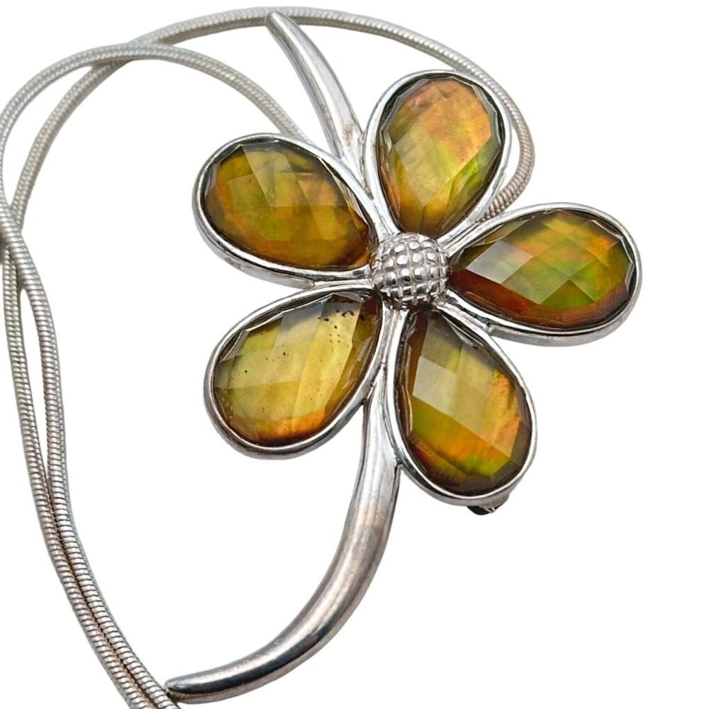 Designer Whitney Kelly Womens Necklace Sterling Silver Gemstone Flower Pendant